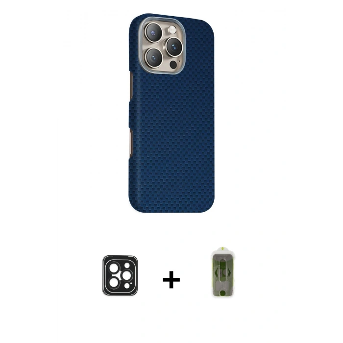 MARSİLYAN™- iPhone 16 Pro Max Kılıf Kozmos Klasik Prime - Siyah Joko Magic 5D Hayalet Cam + PVD Metal Kamera Lens - SH
