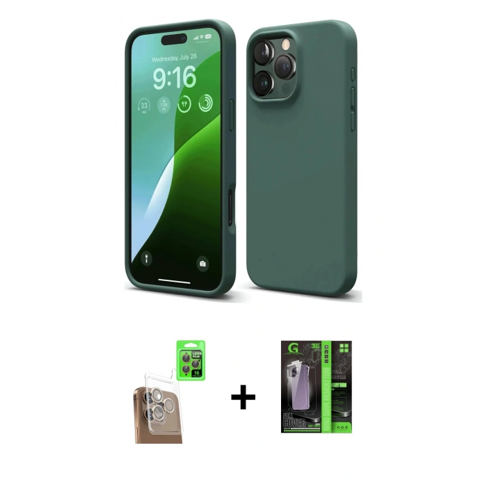 MARSİLYAN™- iPhone 16 Pro Max Kılıf Kozmos Yansıma Özel Seri - Şeffaf 360 Full Body Arka Koruyucu + Raze Metal Kamera Lens - CLTM