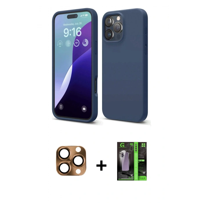 MARSİLYAN™- iPhone 16 Pro Max Kılıf Kozmos Yansıma Özel Seri - Şeffaf 360 Full Body Arka Koruyucu + Pers Alüminyum Kamera Lens - CLTM