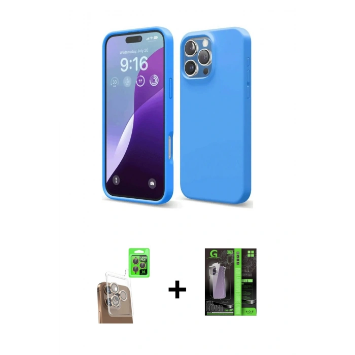 MARSİLYAN™- iPhone 16 Pro Max Kılıf Kozmos Yansıma Özel Seri - Şeffaf 360 Full Body Arka Koruyucu + Raze Metal Kamera Lens - CLTM