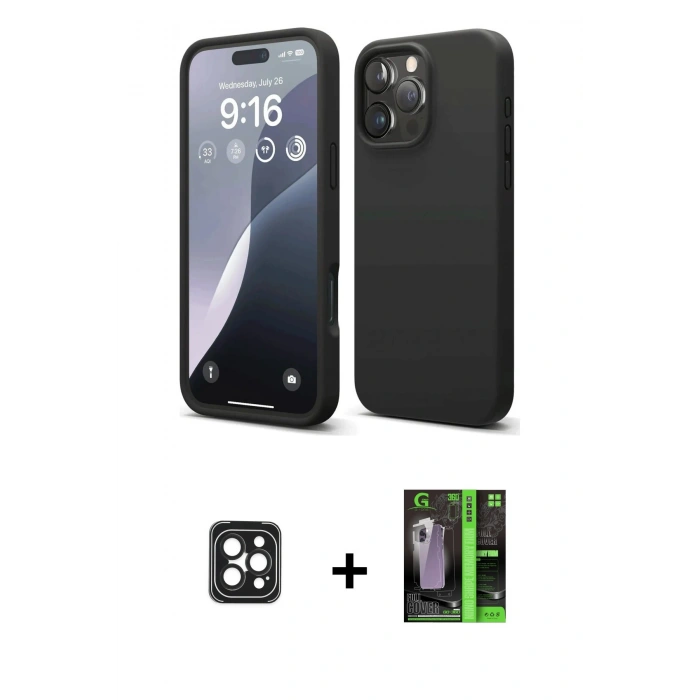 MARSİLYAN™- iPhone 16 Pro Max Kılıf Kozmos Yansıma Özel Seri - Şeffaf 360 Full Body Arka Koruyucu + PVD Metal Kamera Lens - SH