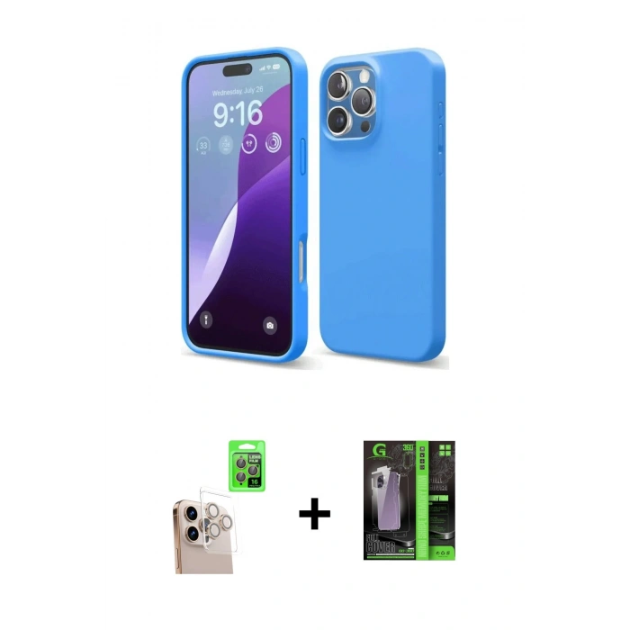 MARSİLYAN™- iPhone 16 Pro Max Kılıf Kozmos Yansıma Özel Seri - Şeffaf 360 Full Body Arka Koruyucu + Raze Metal Kamera Lens - NLGY