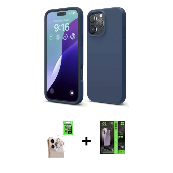 MARSİLYAN™- iPhone 16 Pro Max Kılıf Kozmos Yansıma Özel Seri - Şeffaf 360 Full Body Arka Koruyucu + Raze Metal Kamera Lens - NLGY