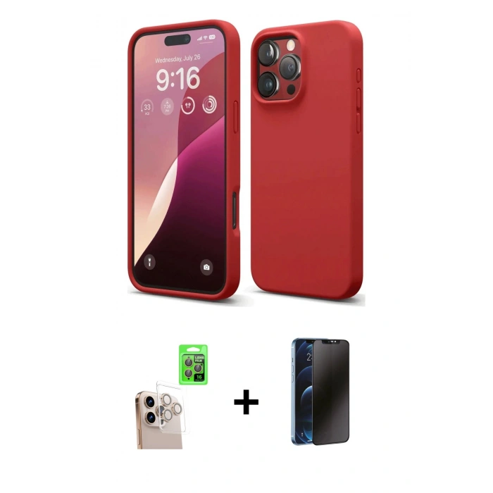 MARSİLYAN™- iPhone 16 Pro Max Kılıf Kozmos Yansıma Özel Seri - Siyah 3D Antistatik Hayalet Cam Ekran Koruyucu + Raze Metal Kamera Lens - NLGY