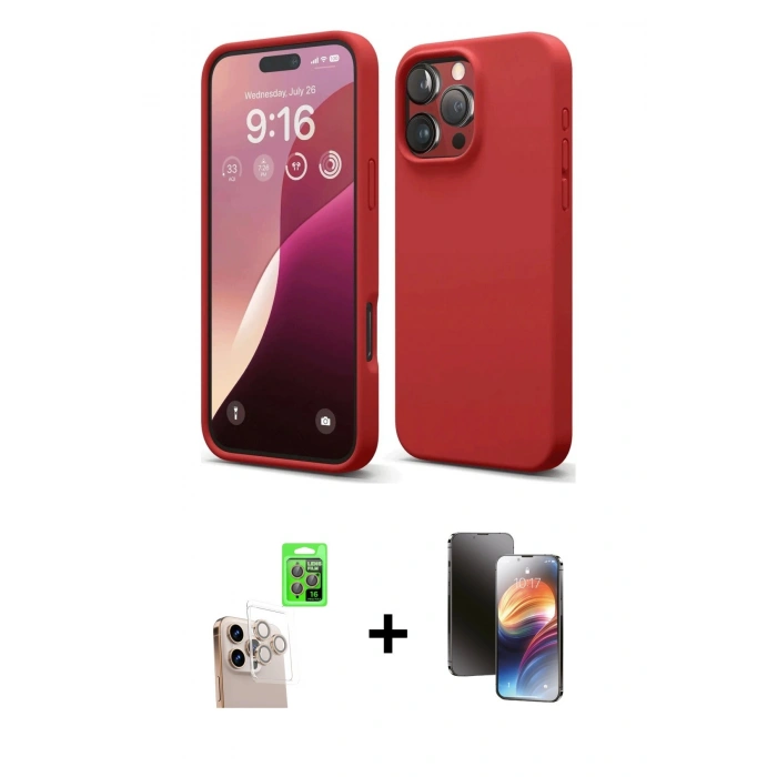 MARSİLYAN™- iPhone 16 Pro Max Kılıf Kozmos Yansıma Özel Seri - Siyah 3D Antistatik Mat Seramik Nano Ekran Koruyucu + Raze Metal Kamera Lens - NLGY
