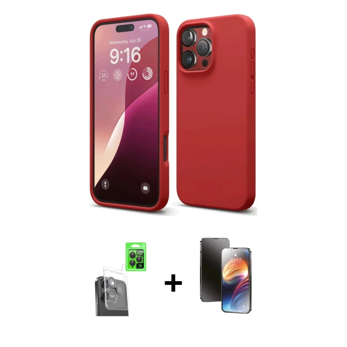 MARSİLYAN™- iPhone 16 Pro Max Kılıf Kozmos Yansıma Özel Seri - Siyah 3D Antistatik Mat Seramik Nano Ekran Koruyucu + Raze Metal Kamera Lens - SH