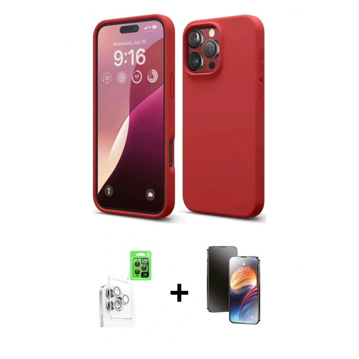 MARSİLYAN™- iPhone 16 Pro Max Kılıf Kozmos Yansıma Özel Seri - Siyah 3D Antistatik Mat Seramik Nano Ekran Koruyucu + Raze Metal Kamera Lens - BZ