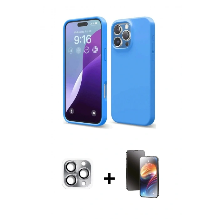 MARSİLYAN™- iPhone 16 Pro Max Kılıf Kozmos Yansıma Özel Seri - Siyah 3D Antistatik Mat Seramik Nano Ekran Koruyucu + Pers Alüminyum Kamera Lens - GI