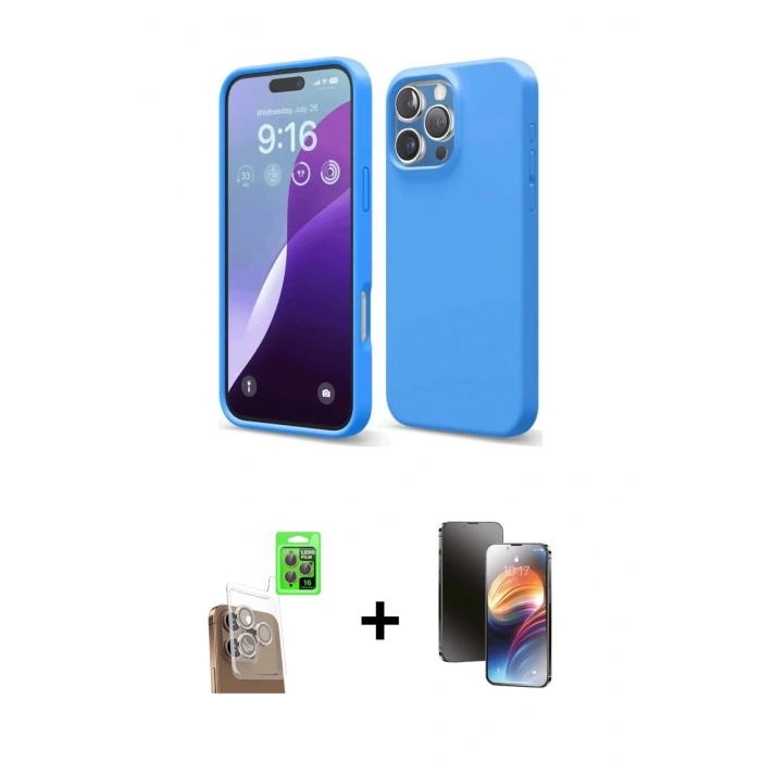 MARSİLYAN™- iPhone 16 Pro Max Kılıf Kozmos Yansıma Özel Seri - Siyah 3D Antistatik Mat Seramik Nano Ekran Koruyucu + Raze Metal Kamera Lens - CLTM