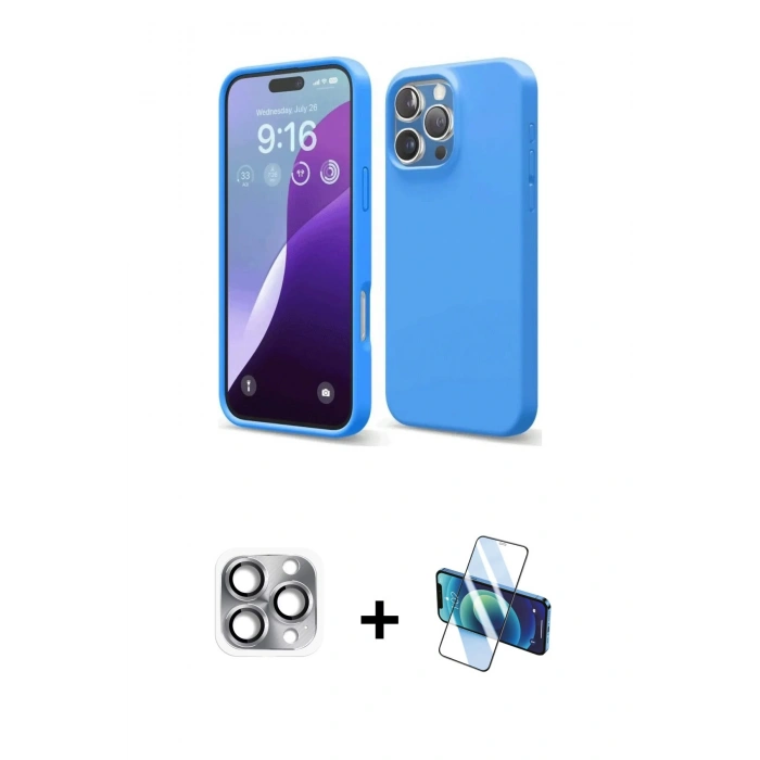 MARSİLYAN™- iPhone 16 Pro Max Kılıf Kozmos Yansıma Özel Seri - Siyah 3D Antistatik Seramik Nano Ekran Koruyucu + Pers Alüminyum Kamera Lens - GI