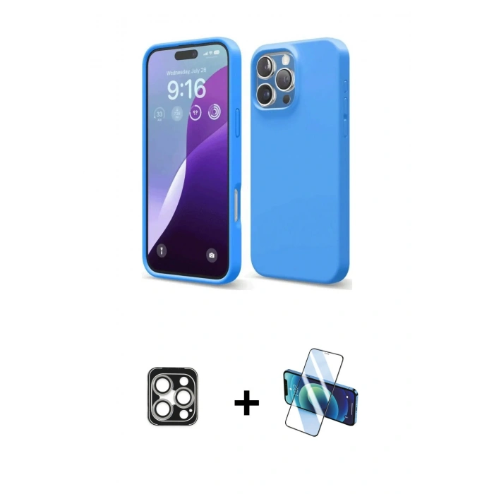 MARSİLYAN™- iPhone 16 Pro Max Kılıf Kozmos Yansıma Özel Seri - Siyah 3D Antistatik Seramik Nano Ekran Koruyucu + PVD Metal Kamera Lens - GS