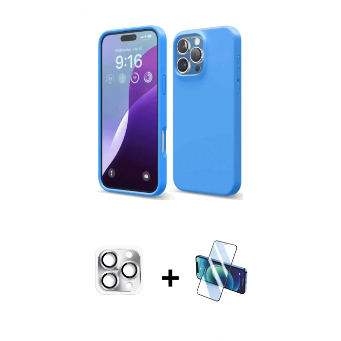 MARSİLYAN™- iPhone 16 Pro Max Kılıf Kozmos Yansıma Özel Seri - Siyah 3D Antistatik Seramik Nano Ekran Koruyucu + Pers Alüminyum Kamera Lens - GS