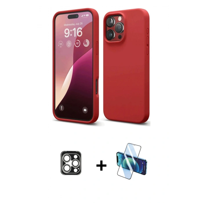 MARSİLYAN™- iPhone 16 Pro Max Kılıf Kozmos Yansıma Özel Seri - Siyah 3D Antistatik Seramik Nano Ekran Koruyucu + PVD Metal Kamera Lens - GS
