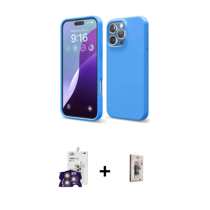 MARSİLYAN™- iPhone 16 Pro Max Kılıf Kozmos Yansıma Özel Seri - Siyah Bilvis 3D Cam Ekran Koruyucu + Bilvis Titan Kamera Lens - GS