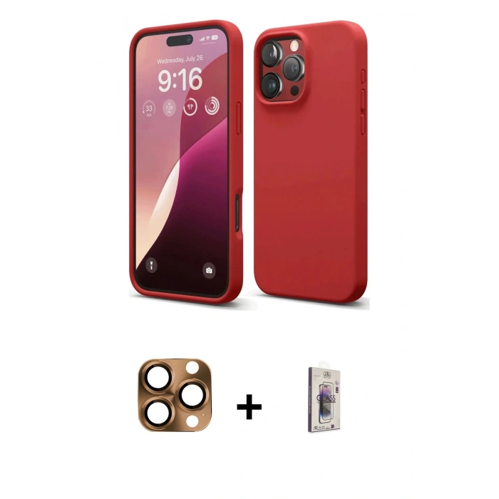 MARSİLYAN™- iPhone 16 Pro Max Kılıf Kozmos Yansıma Özel Seri - Siyah Bilvis 3D Cam Ekran Koruyucu + Pers Alüminyum Kamera Lens - CLTM