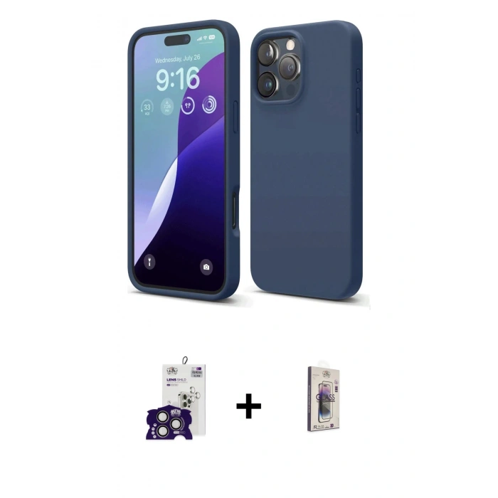 MARSİLYAN™- iPhone 16 Pro Max Kılıf Kozmos Yansıma Özel Seri - Siyah Bilvis 3D Cam Ekran Koruyucu + Bilvis Titan Kamera Lens - TMGI