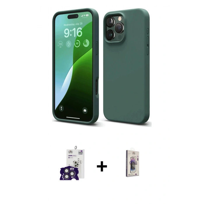 MARSİLYAN™- iPhone 16 Pro Max Kılıf Kozmos Yansıma Özel Seri - Siyah Bilvis 3D Cam Ekran Koruyucu + Bilvis Titan Kamera Lens - TMGI