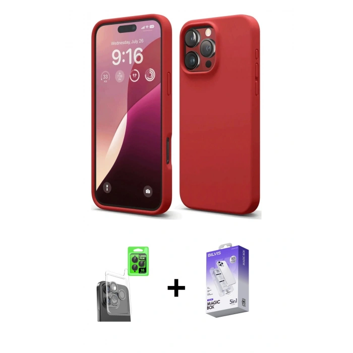 MARSİLYAN™- iPhone 16 Pro Max Kılıf Kozmos Yansıma Özel Seri - Siyah Bilvis 5in1 3D Magic Cam Ekran Koruyucu + Raze Metal Kamera Lens - SH