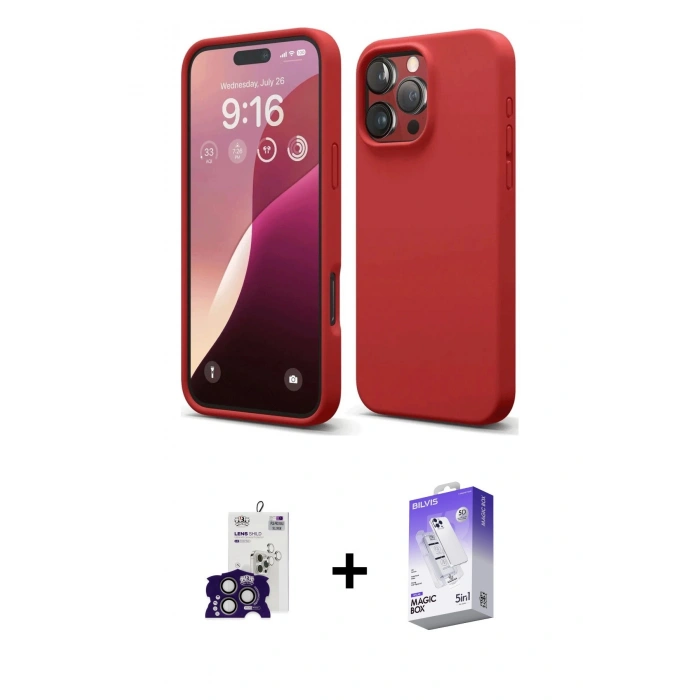 MARSİLYAN™- iPhone 16 Pro Max Kılıf Kozmos Yansıma Özel Seri - Siyah Bilvis 5in1 3D Magic Cam Ekran Koruyucu + Bilvis Titan Kamera Lens - TMGI