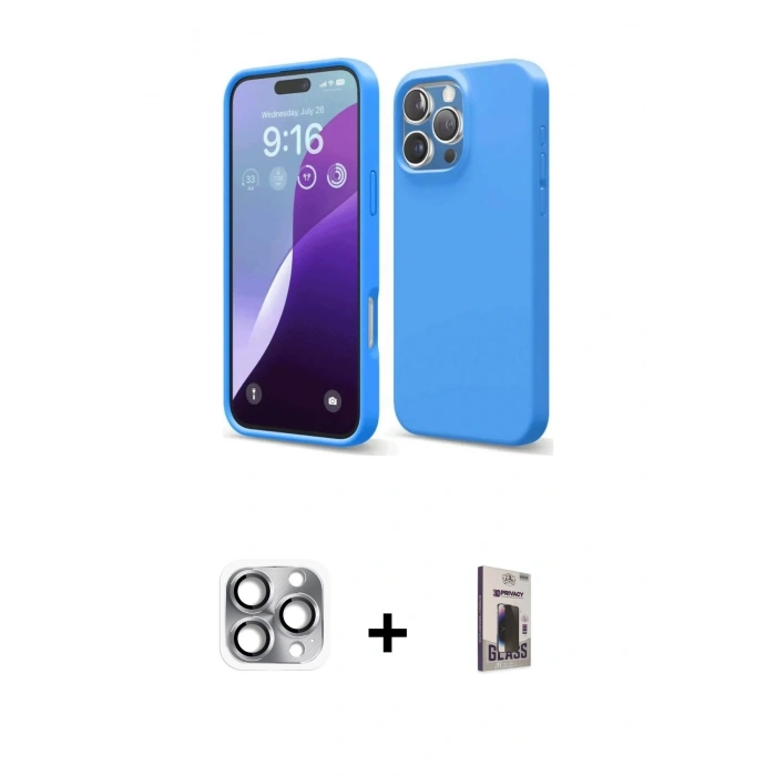 MARSİLYAN™- iPhone 16 Pro Max Kılıf Kozmos Yansıma Özel Seri - Siyah Bilvis Hayalet Cam Ekran Koruyucu + Pers Alüminyum Kamera Lens - GI