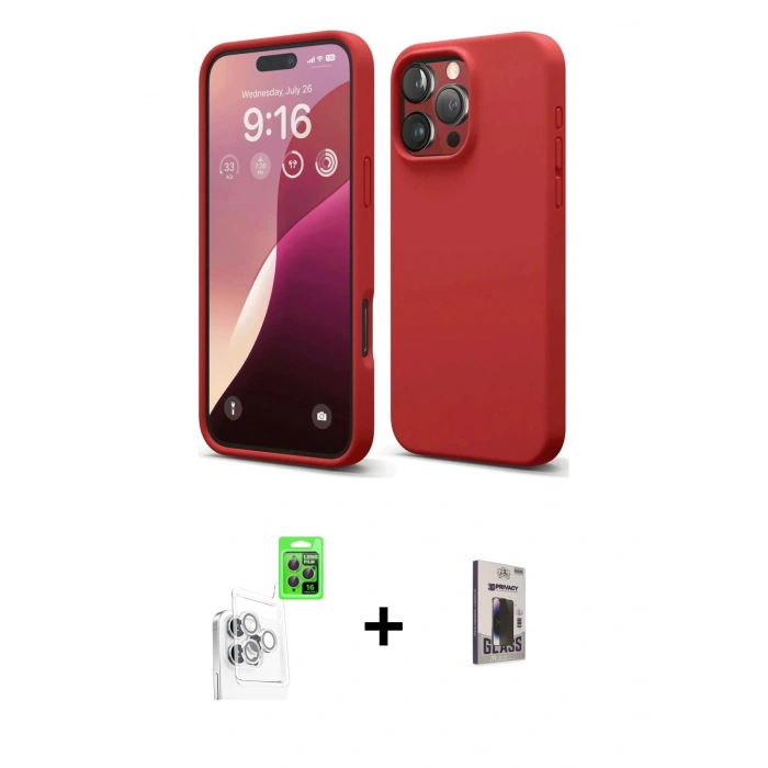 MARSİLYAN™- iPhone 16 Pro Max Kılıf Kozmos Yansıma Özel Seri - Siyah Bilvis Hayalet Cam Ekran Koruyucu + Raze Metal Kamera Lens - BZ