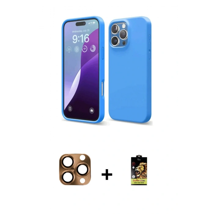 MARSİLYAN™- iPhone 16 Pro Max Kılıf Kozmos Yansıma Özel Seri - Siyah Buffer Cam Ekran Koruyucu + Pers Alüminyum Kamera Lens - CLTM