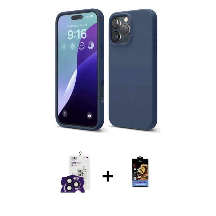 MARSİLYAN™- iPhone 16 Pro Max Kılıf Kozmos Yansıma Özel Seri - Siyah Buffer Hayalet Cam Ekran Koruyucu + Bilvis Titan Kamera Lens - SH