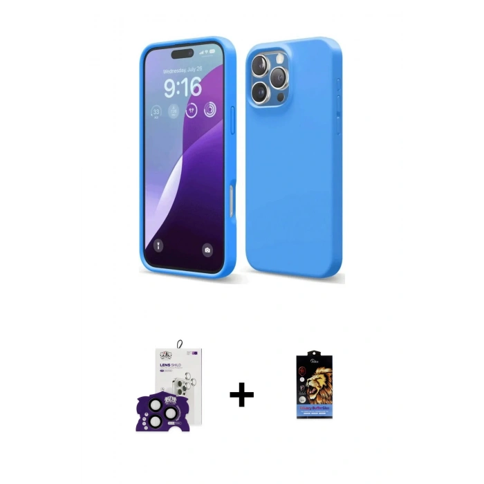 MARSİLYAN™- iPhone 16 Pro Max Kılıf Kozmos Yansıma Özel Seri - Siyah Buffer Hayalet Cam Ekran Koruyucu + Bilvis Titan Kamera Lens - SH