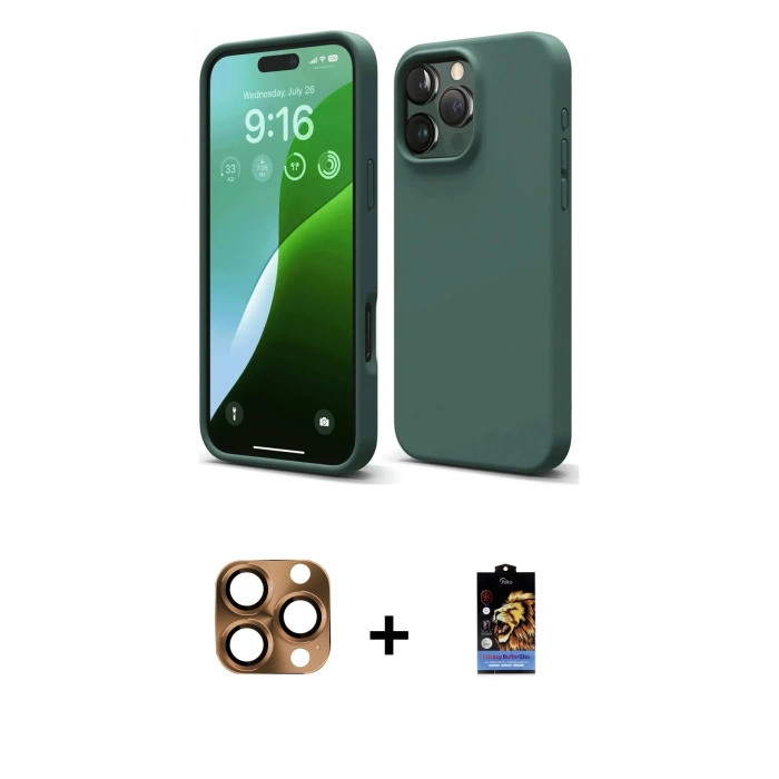 MARSİLYAN™- iPhone 16 Pro Max Kılıf Kozmos Yansıma Özel Seri - Siyah Buffer Hayalet Cam Ekran Koruyucu + Pers Alüminyum Kamera Lens - CLTM