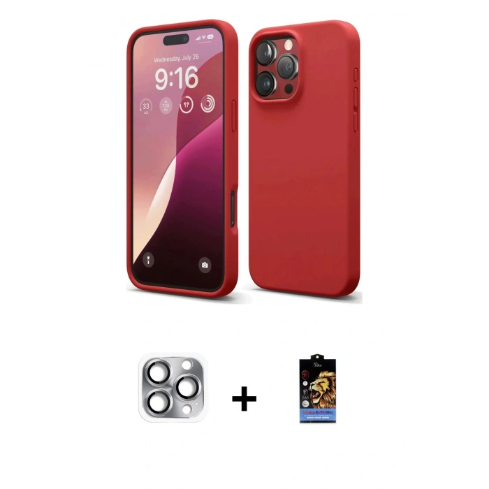 MARSİLYAN™- iPhone 16 Pro Max Kılıf Kozmos Yansıma Özel Seri - Siyah Buffer Hayalet Cam Ekran Koruyucu + Pers Alüminyum Kamera Lens - GI