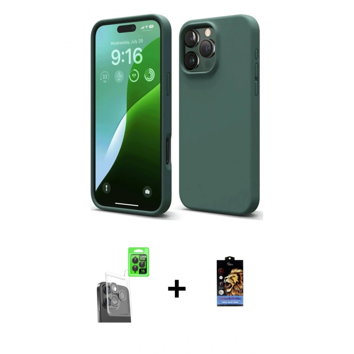 MARSİLYAN™- iPhone 16 Pro Max Kılıf Kozmos Yansıma Özel Seri - Siyah Buffer Hayalet Cam Ekran Koruyucu + Raze Metal Kamera Lens - SH