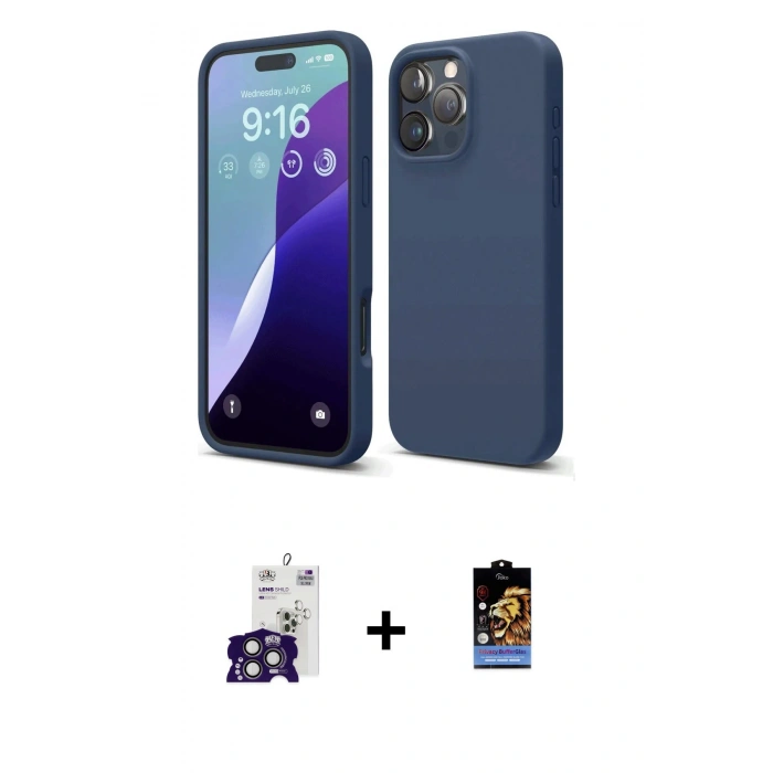 MARSİLYAN™- iPhone 16 Pro Max Kılıf Kozmos Yansıma Özel Seri - Siyah Buffer Hayalet Cam Ekran Koruyucu + Bilvis Titan Kamera Lens - TMGI
