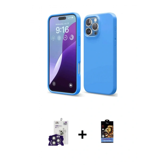 MARSİLYAN™- iPhone 16 Pro Max Kılıf Kozmos Yansıma Özel Seri - Siyah Buffer Hayalet Cam Ekran Koruyucu + Bilvis Titan Kamera Lens - TMGI