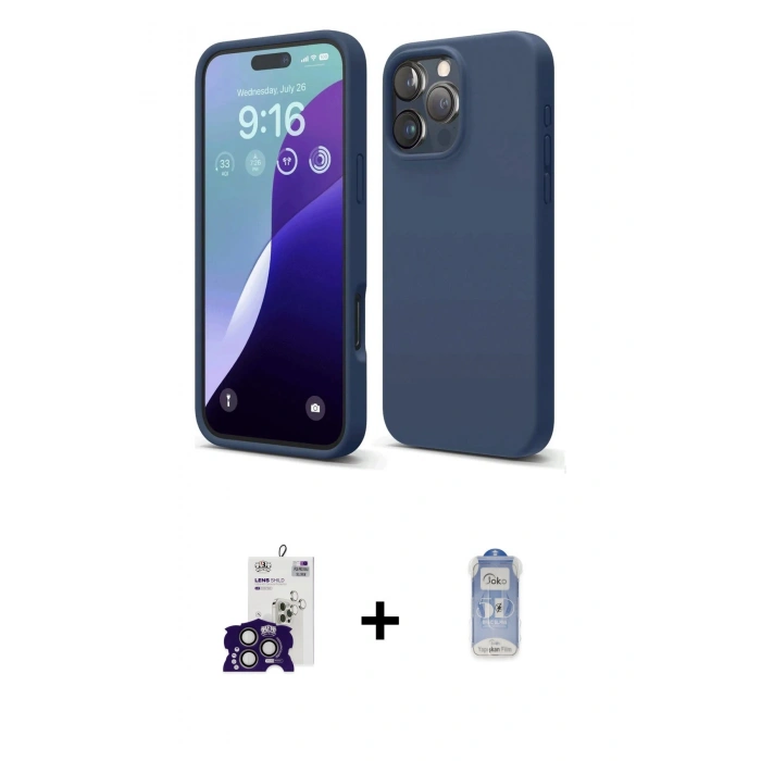MARSİLYAN™- iPhone 16 Pro Max Kılıf Kozmos Yansıma Özel Seri - Siyah Joko Magic 5D Cam + Bilvis Titan Kamera Lens - TMGI