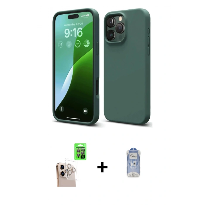 MARSİLYAN™- iPhone 16 Pro Max Kılıf Kozmos Yansıma Özel Seri - Siyah Joko Magic 5D Cam + Raze Metal Kamera Lens - NLGY