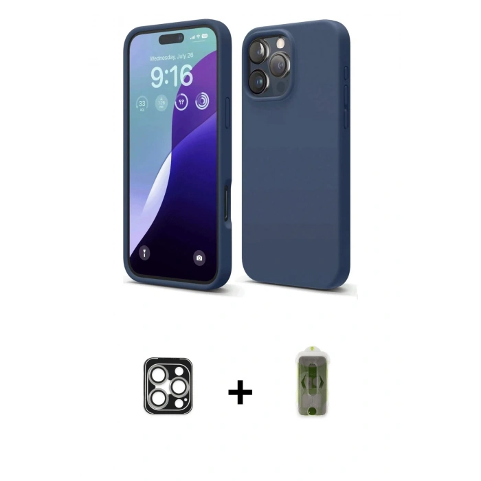 MARSİLYAN™- iPhone 16 Pro Max Kılıf Kozmos Yansıma Özel Seri - Siyah Joko Magic 5D Hayalet Cam + PVD Metal Kamera Lens - GS