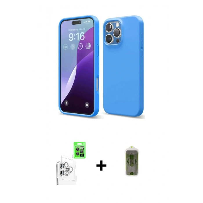 MARSİLYAN™- iPhone 16 Pro Max Kılıf Kozmos Yansıma Özel Seri - Siyah Joko Magic 5D Hayalet Cam + Raze Metal Kamera Lens - BZ