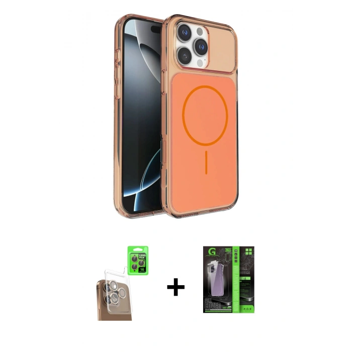 MARSİLYAN™- iPhone 16 Pro Max Kılıf Kutup Doku Serisi - Şeffaf 360 Full Body Arka Koruyucu + Raze Metal Kamera Lens - CLTM