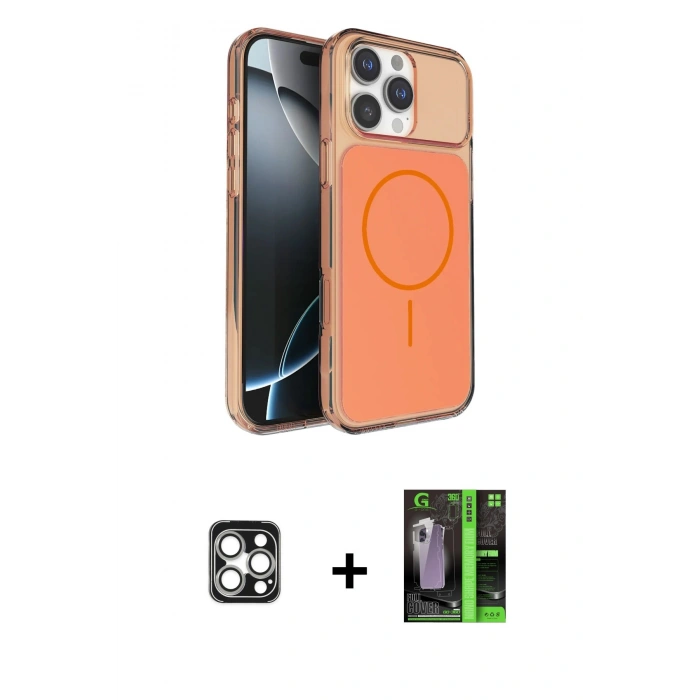 MARSİLYAN™- iPhone 16 Pro Max Kılıf Kutup Doku Serisi - Şeffaf 360 Full Body Arka Koruyucu + Gümüş PVD Metal Kamera Lens