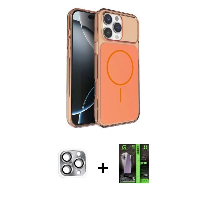 MARSİLYAN™- iPhone 16 Pro Max Kılıf Kutup Doku Serisi - Şeffaf 360 Full Body Arka Koruyucu + Pers Alüminyum Kamera Lens - GI