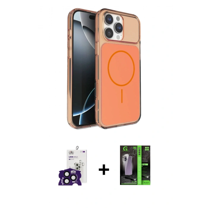 MARSİLYAN™- iPhone 16 Pro Max Kılıf Kutup Doku Serisi - Şeffaf 360 Full Body Arka Koruyucu + Siyah Bilvis Titan Kamera Lens