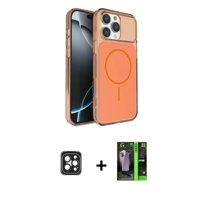 MARSİLYAN™- iPhone 16 Pro Max Kılıf Kutup Doku Serisi - Şeffaf 360 Full Body Arka Koruyucu + Siyah PVD Metal Kamera Lens