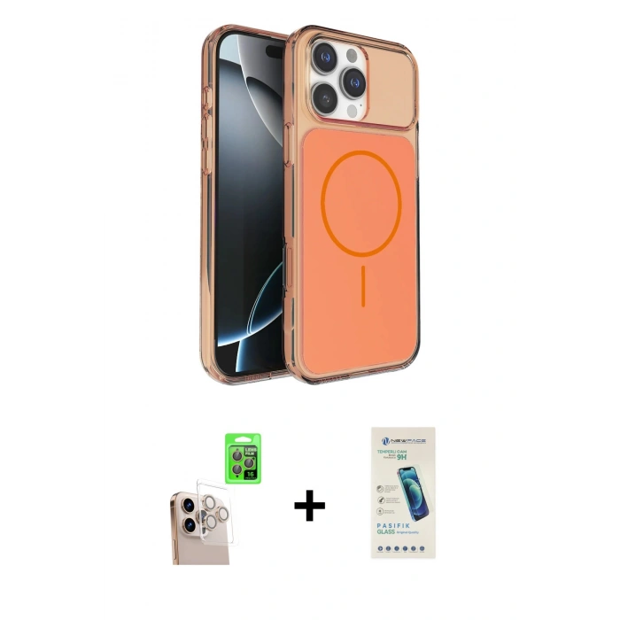 MARSİLYAN™- iPhone 16 Pro Max Kılıf Kutup Doku Serisi - Şeffaf Pasifik Cam Ekran Koruyucu + Raze Metal Kamera Lens - NLGY