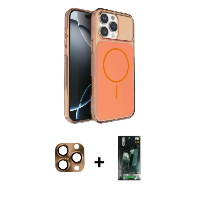 MARSİLYAN™- iPhone 16 Pro Max Kılıf Kutup Doku Serisi - Siyah 360 Mat Full Body Arka Koruyucu + Pers Alüminyum Kamera Lens - CLTM