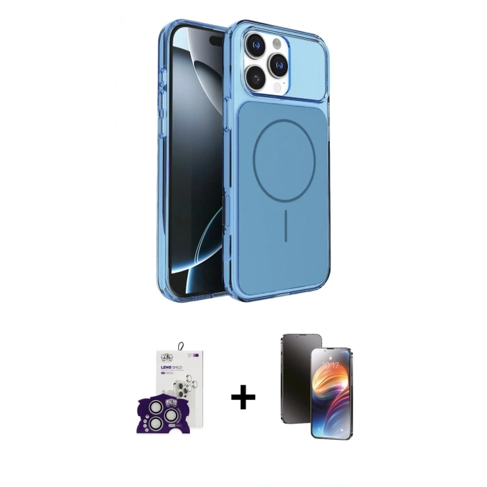 MARSİLYAN™- iPhone 16 Pro Max Kılıf Kutup Doku Serisi - Siyah 3D Antistatik Mat Seramik Nano Ekran Koruyucu + Bilvis Titan Kamera Lens - GS