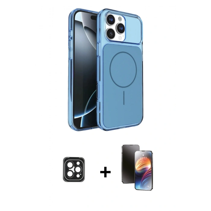 MARSİLYAN™- iPhone 16 Pro Max Kılıf Kutup Doku Serisi - Siyah 3D Antistatik Mat Seramik Nano Ekran Koruyucu + Siyah PVD Metal Kamera Lens
