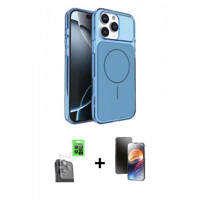 MARSİLYAN™- iPhone 16 Pro Max Kılıf Kutup Doku Serisi - Siyah 3D Antistatik Mat Seramik Nano Ekran Koruyucu + Raze Metal Kamera Lens - SH