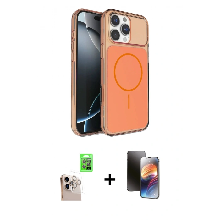 MARSİLYAN™- iPhone 16 Pro Max Kılıf Kutup Doku Serisi - Siyah 3D Antistatik Mat Seramik Nano Ekran Koruyucu + Natural Grey Raze Metal Kamera Lens