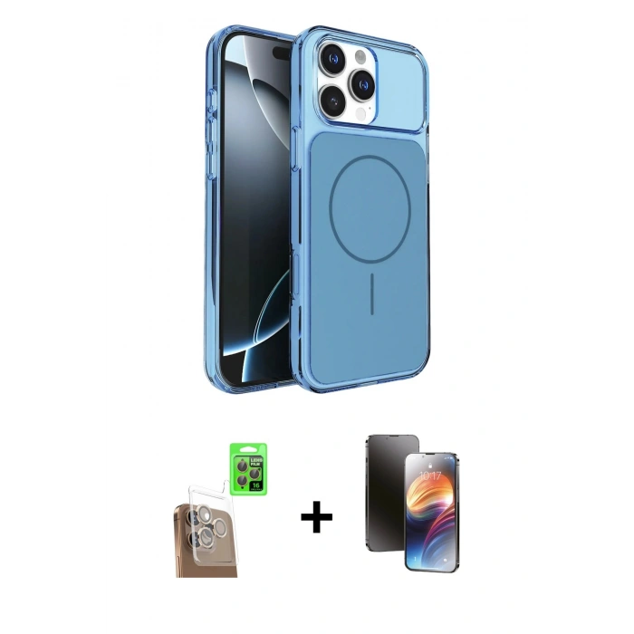 MARSİLYAN™- iPhone 16 Pro Max Kılıf Kutup Doku Serisi - Siyah 3D Antistatik Mat Seramik Nano Ekran Koruyucu + Raze Metal Kamera Lens - CLTM