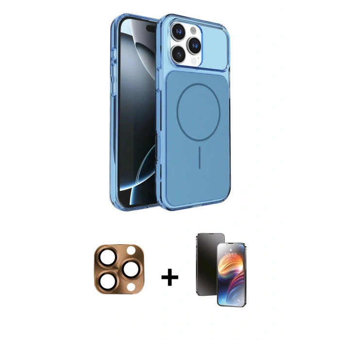 MARSİLYAN™- iPhone 16 Pro Max Kılıf Kutup Doku Serisi - Siyah 3D Antistatik Mat Seramik Nano Ekran Koruyucu + Pers Alüminyum Kamera Lens - CLTM
